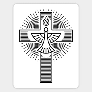 Christian cross and dove - a symbol of the Spirit Magnet